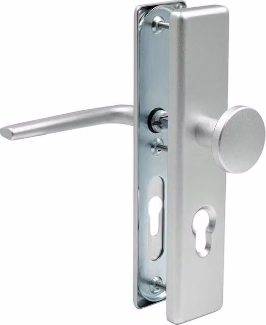 Profilo di protezione laterale per cilindro di porta Buddy4Home in alluminio color argento effetto acciaio inox per cilindro da 92 mm