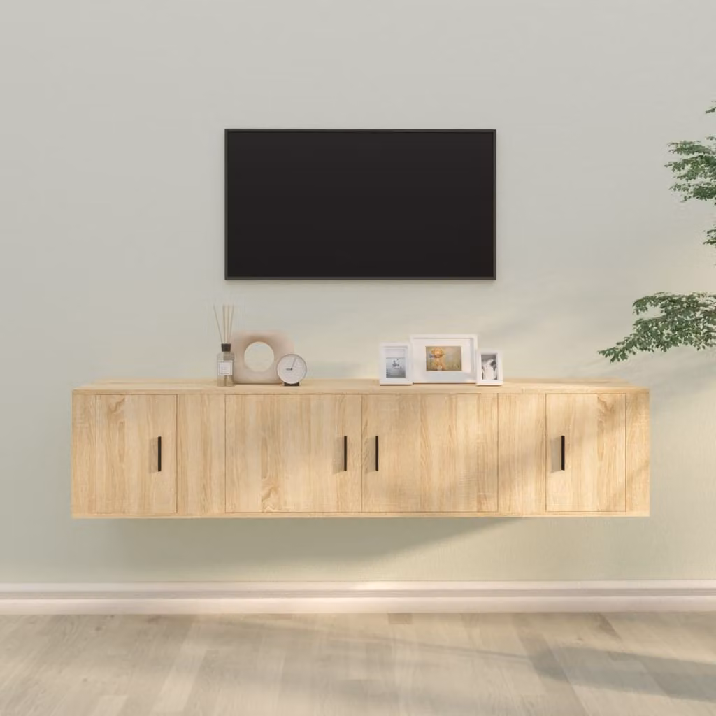 Set di mobili porta TV 3 pezzi vidaXL in legno multistrato color rovere e marrone per il tuo soggiorno