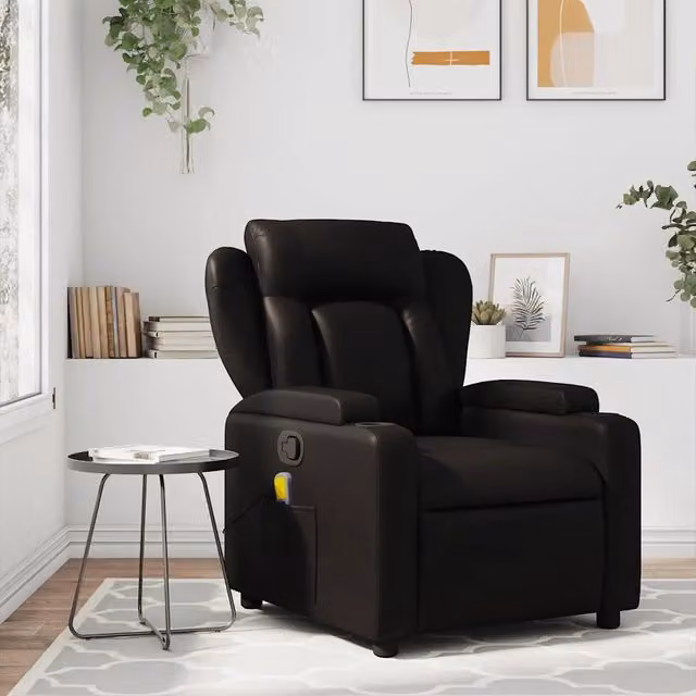 Poltrona reclinabile massaggiante in Similpelle Nera 3205596