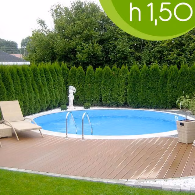 Piscina interrata circolare BSVILLAGE CLIO 400 in acciaio zincato e PVC, colori blu e sabbia, Diametro: 4,00 m, Altezza: 1,50 m