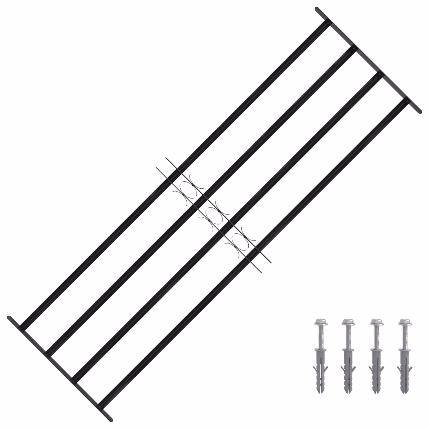 Griglia di sicurezza per finestra vidaXL in acciaio zincato nero L: 175 cm, H: 60 cm