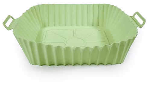Set di 2 vassoi quadrati in silicone verde non stick Muytomas per friggitrice ad aria