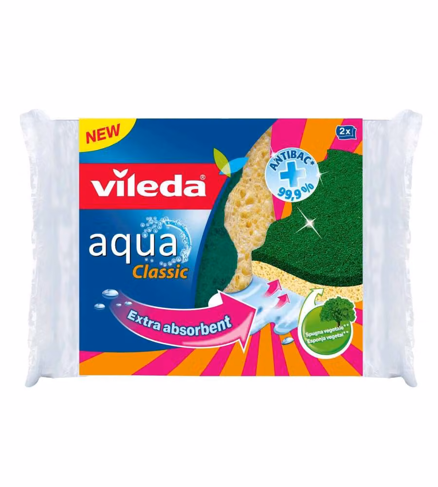 Set di 2 spugne Vileda Aqua Super-Assorbenti Multicolore 13x13 cm – 2