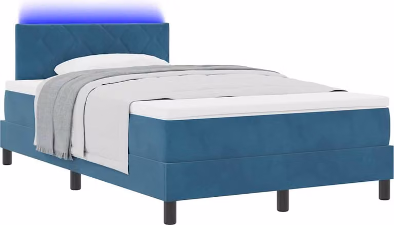 Letto a Sorgente LED con led Blu Scuro 120 x 190 cm Velluto
