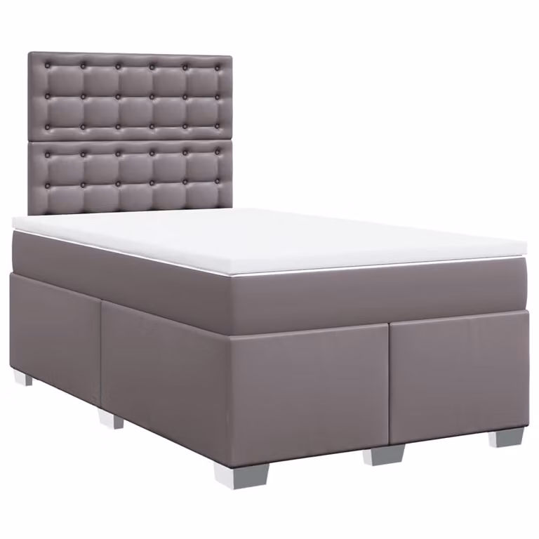 Giroletto a Molle con Materasso Grigio 120x190 cm in Pelle finta