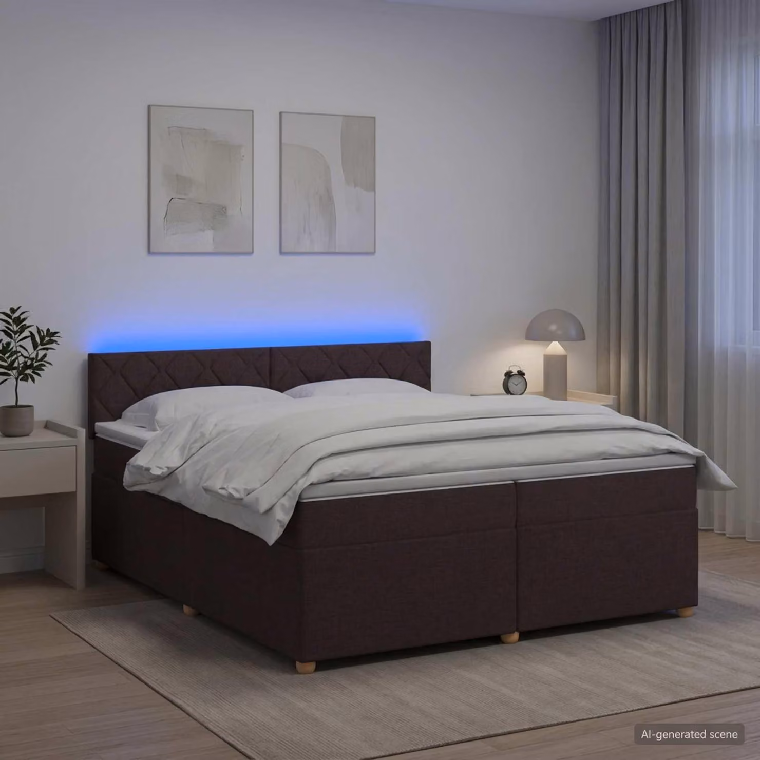 Maison Exclusive - Letto boxspring con materasso marrone scuro 200 x 200 cm Tessuto