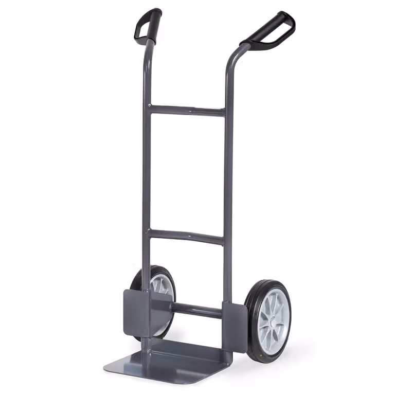 Carrello in tubolare d'acciaio Fetra, altezza 1150 mm, pala 250x320 mm, portata 200 kg, con ruote in gomma piena ESD