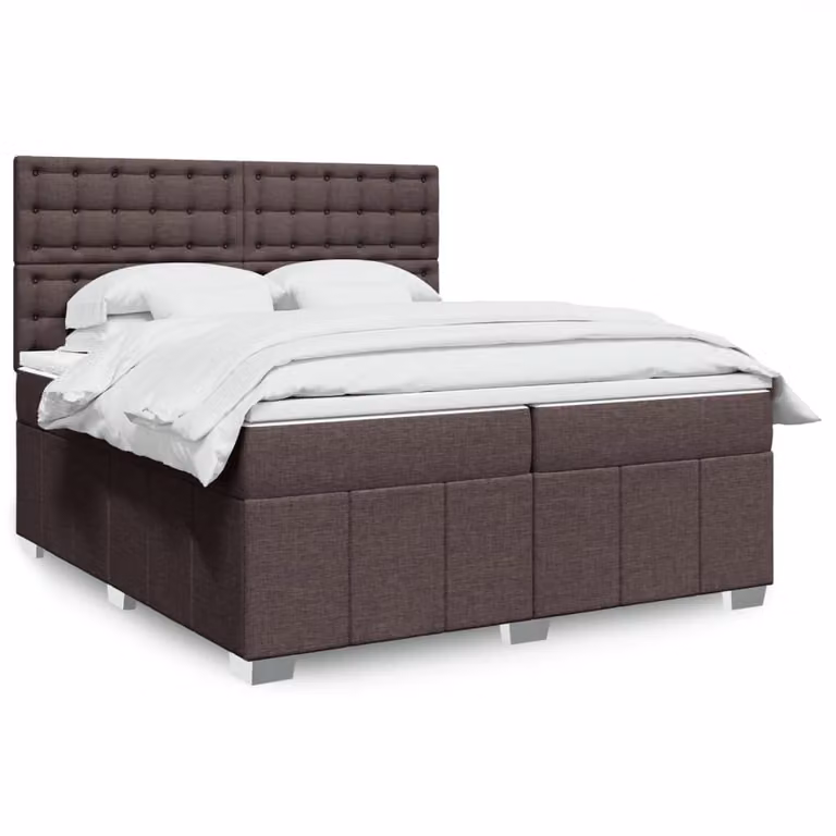 Maison Exclusive - Letto boxspring con materasso marrone scuro 200x200 cm tessuto