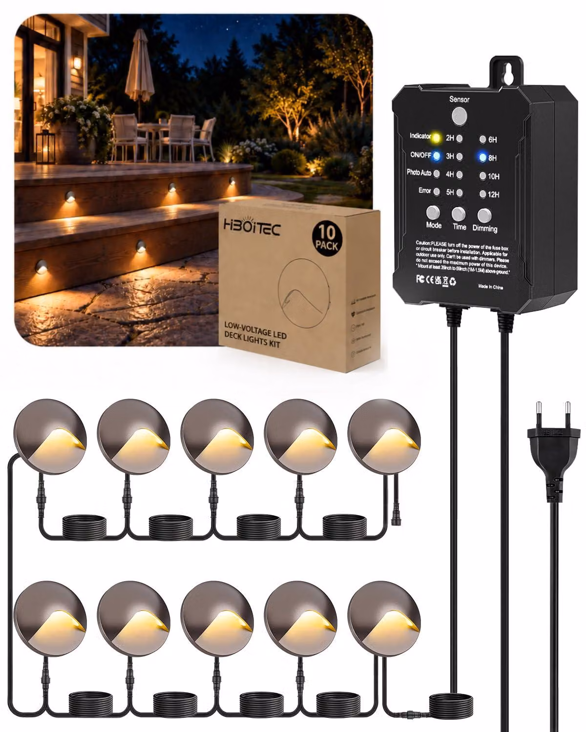 Lampada a LED per scale, da esterno, grado di protezione IP67, con timer e sensore, in alluminio, 1 W