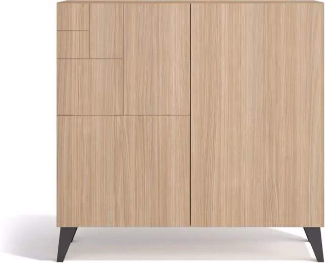 Scarpiera Herdasa effetto noce chiaro gambe grafite 87x90x27