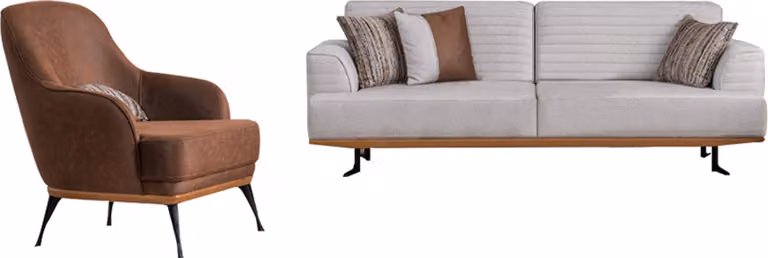 Luxus 2tlg Sofagarnitur Dreisitzer-Sofa und Sessel für das Wohnzimmer
