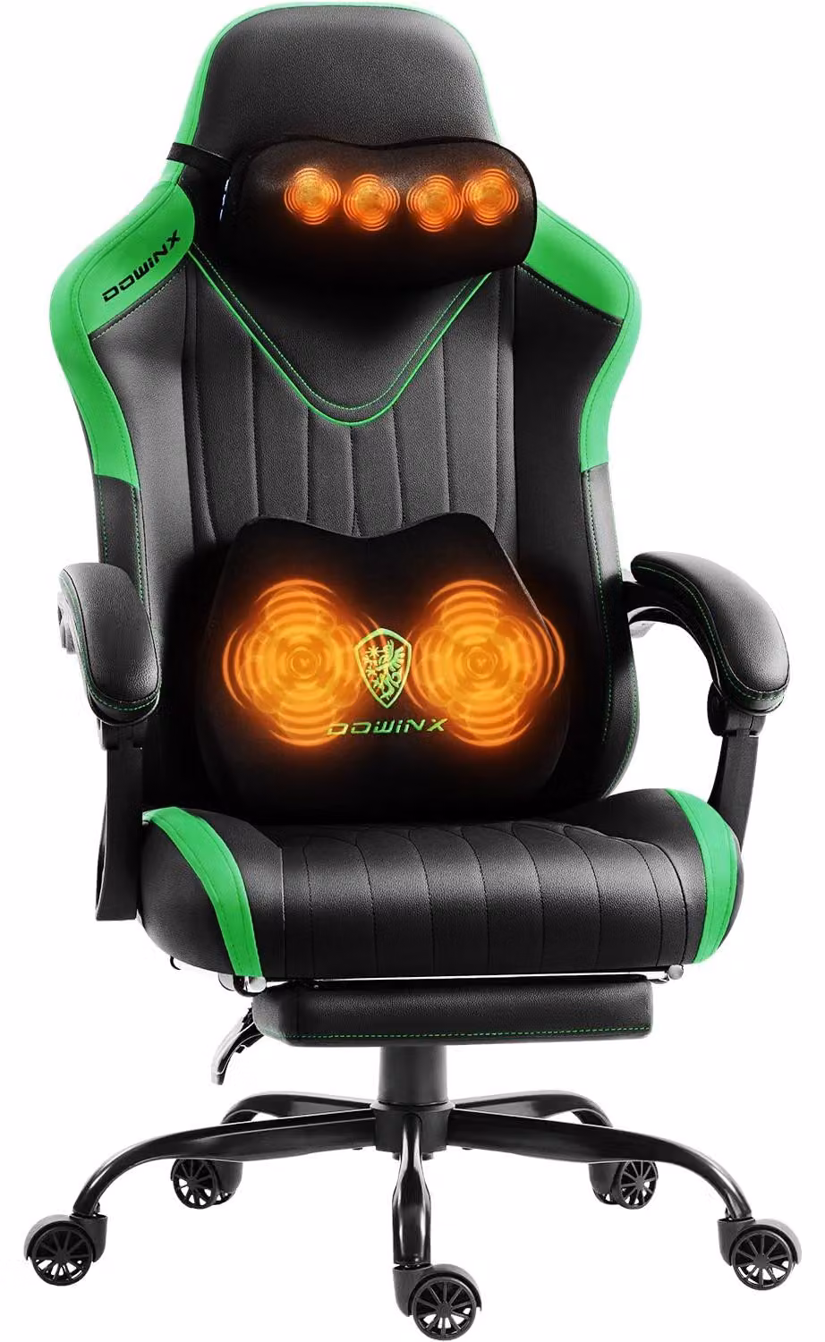 Sedia da gaming, sedia ergonomica, poltrona da gaming con poggiapiedi, capacità di carico fino a 150 kg, sedile da gaming con braccioli regolabili, colore nero e verde