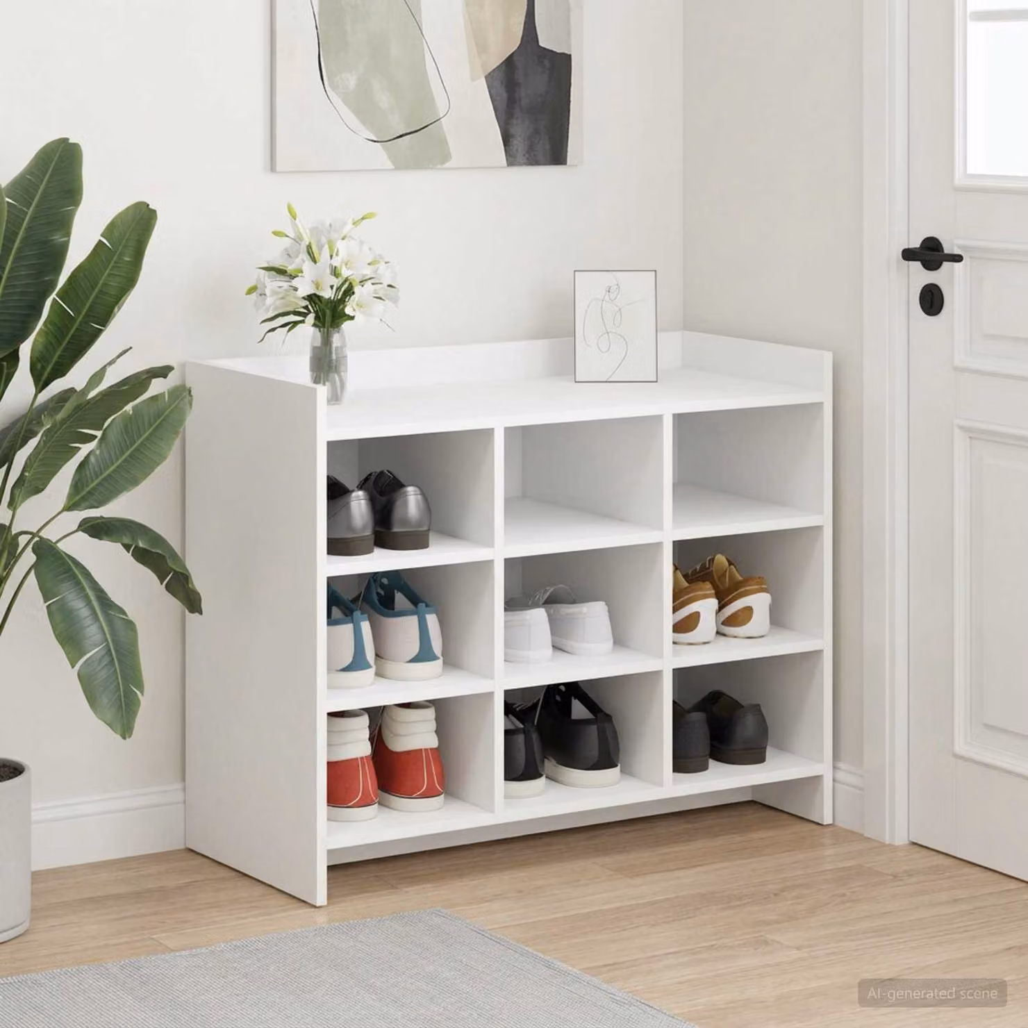 Scarpiera mobile vidaXL Bianco con ripiani piatti in MDF L: 85 cm, P: 39,5 cm, H: 70 cm