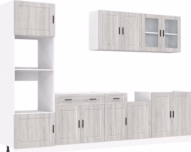 Set Mobili da Cucina 7 pz Kalmar Grigio Sonoma in Truciolato