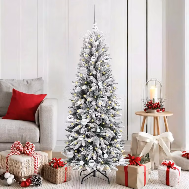 Albero di Natale artificiale vidaXL con luci LED bianco e verde, Altezza: 150 cm