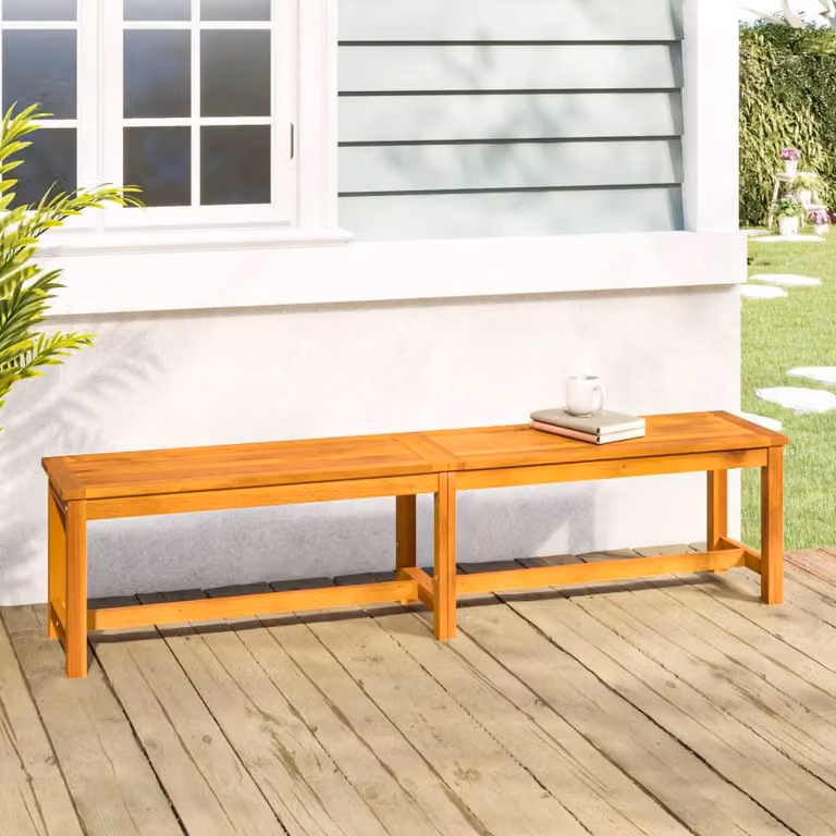 The Living Store Panca da giardino 180x35x45 cm in legno massiccio di acacia