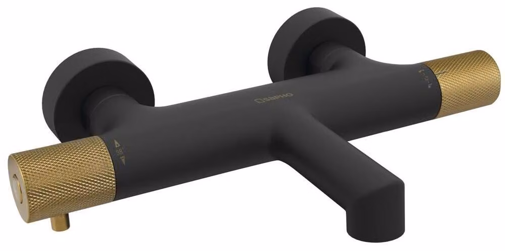 Sapho Solaria - Miscelatore termostatico per vasca, nero opaco/oro WD010G