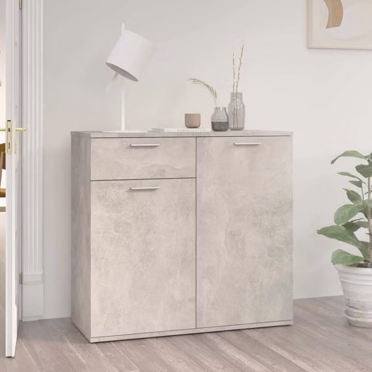 Credenza minimalista vidaXL in legno multistrato e MDF, colore grigio, L 80 cm x P 36 cm x H 75 cm