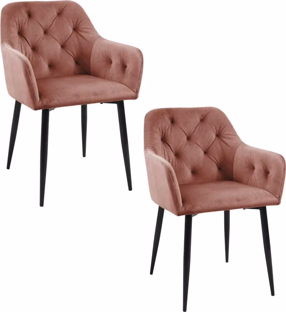 Set di 2 sedie da pranzo imbottite ZIBURA - rosa antico / nero