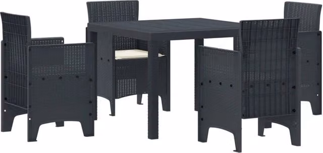 Set da Pranzo per Giardino 5 pz Antracite Polipropilene 3378536