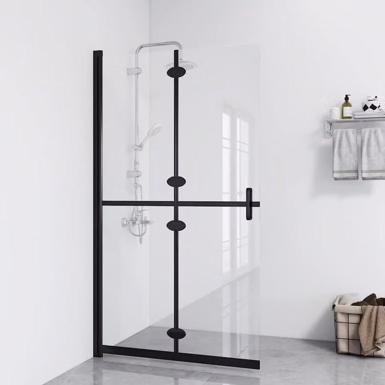 Parete per Doccia Walk-in Pieghevole vidaXL in Vetro Trasparente con Profilo Nero L: 110 cm, H: 190 cm