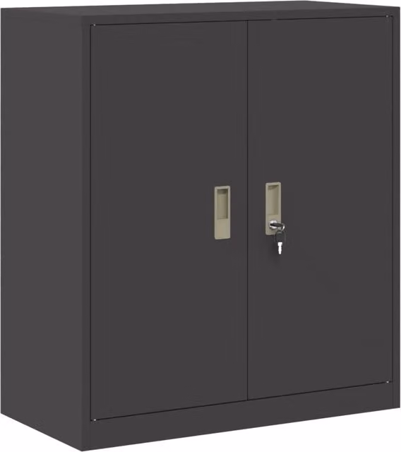 Armadio in metallo nero opaco DESIGN IN con ante a battente e serratura L/P/H: 80 x 40 x 90 cm