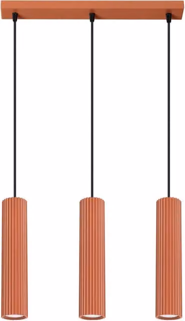 Lampada a sospensione Sollux Lighting KARBON 3L in metallo rosso con design cilindrico e regolabile