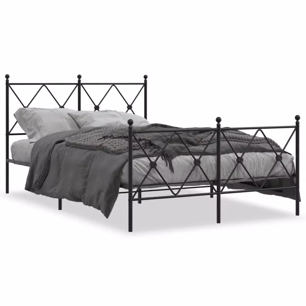 vidaXL Giroletto con Testiera e Pediera in Metallo Nero L 120 cm x P 200 cm – 2