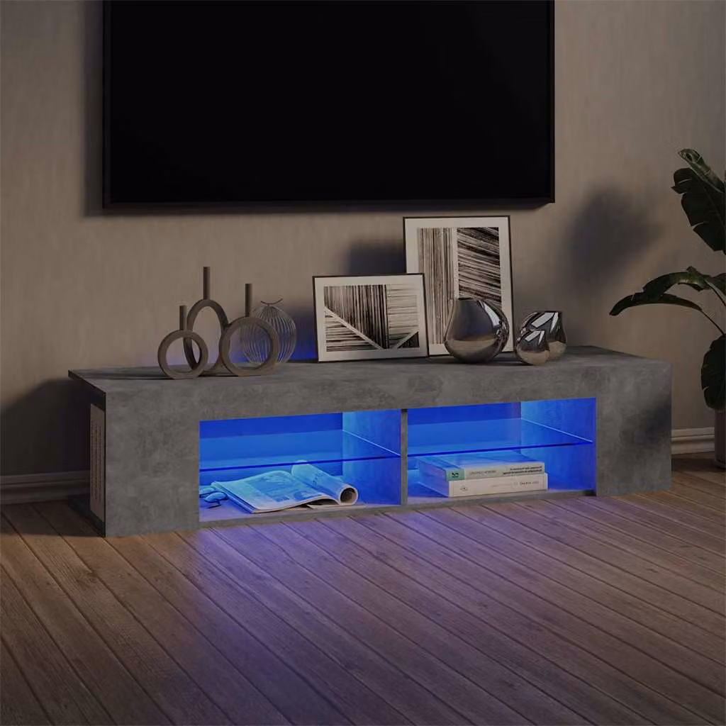 vidaXL Mobile Porta TV Moderno con Luci LED Integrate Grigio Cemento L: 135 cm, P: 39 cm, H: 30 cm