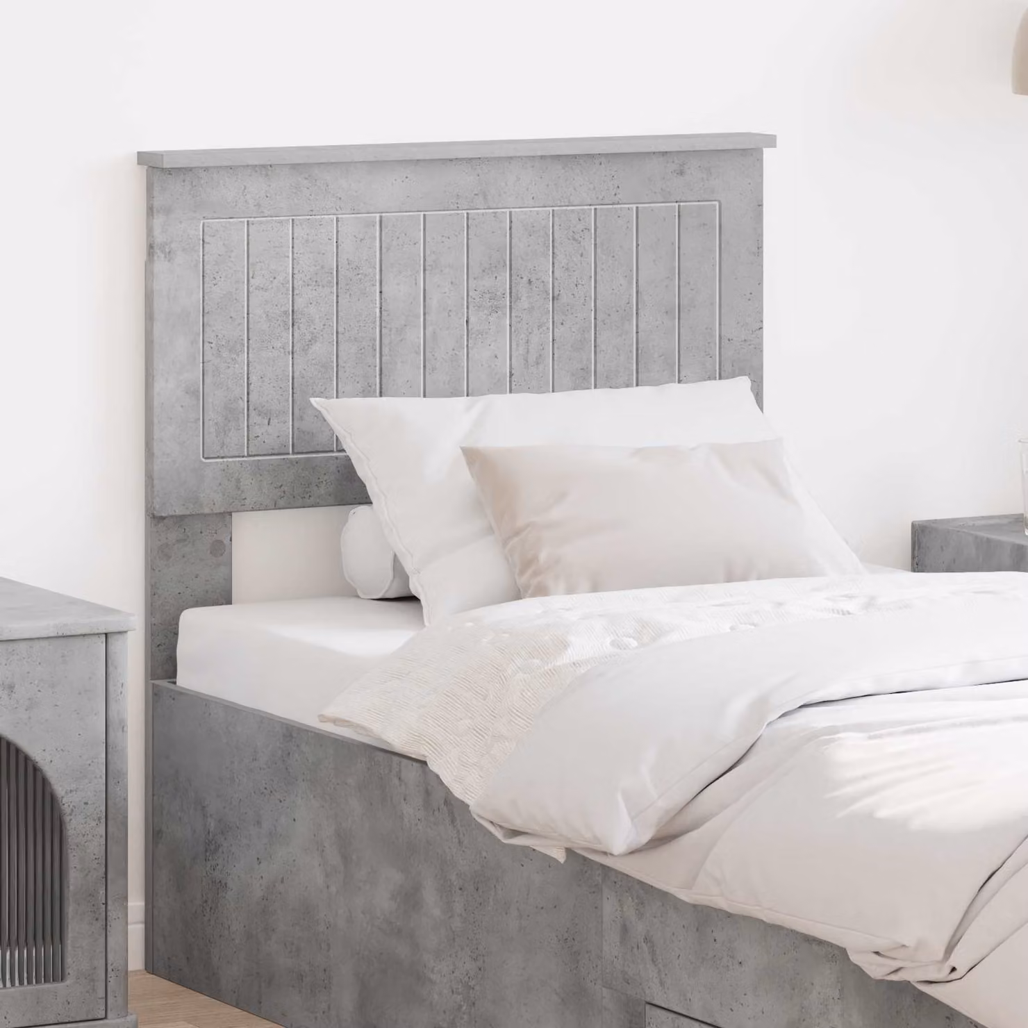 Testiera per letto moderna vidaXL in legno ingegnerizzato, colore grigio cemento