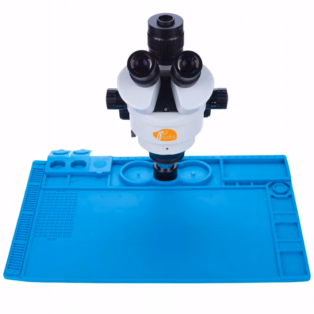 Microscopio Trinoculare Rosfix Mercury Pro con Illuminatore LED Regolabile e Tappetino in Silicone Bianco, Zoom 7x-45x – 2