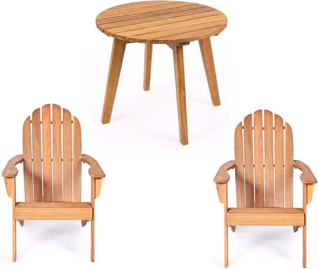 Set di 2 sedie Adirondack e tavolino da giardino in legno di acacia marrone opaco