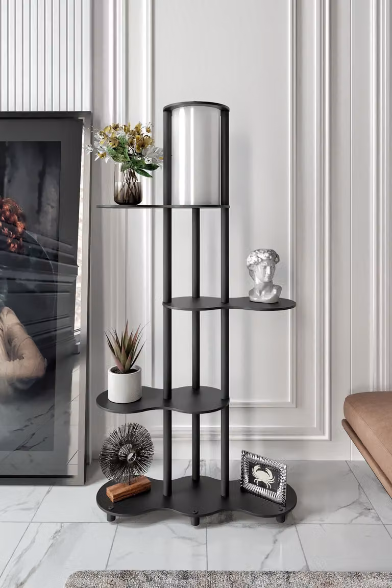 Opviq, moderna lampada da terra in carta craft e MDF, nera, altezza 150 cm | Diametro del paralume: 17 cm, altezza: 35 cm | Attacco E27, max. 40 W, IP20, design elegante per ogni ambiente.