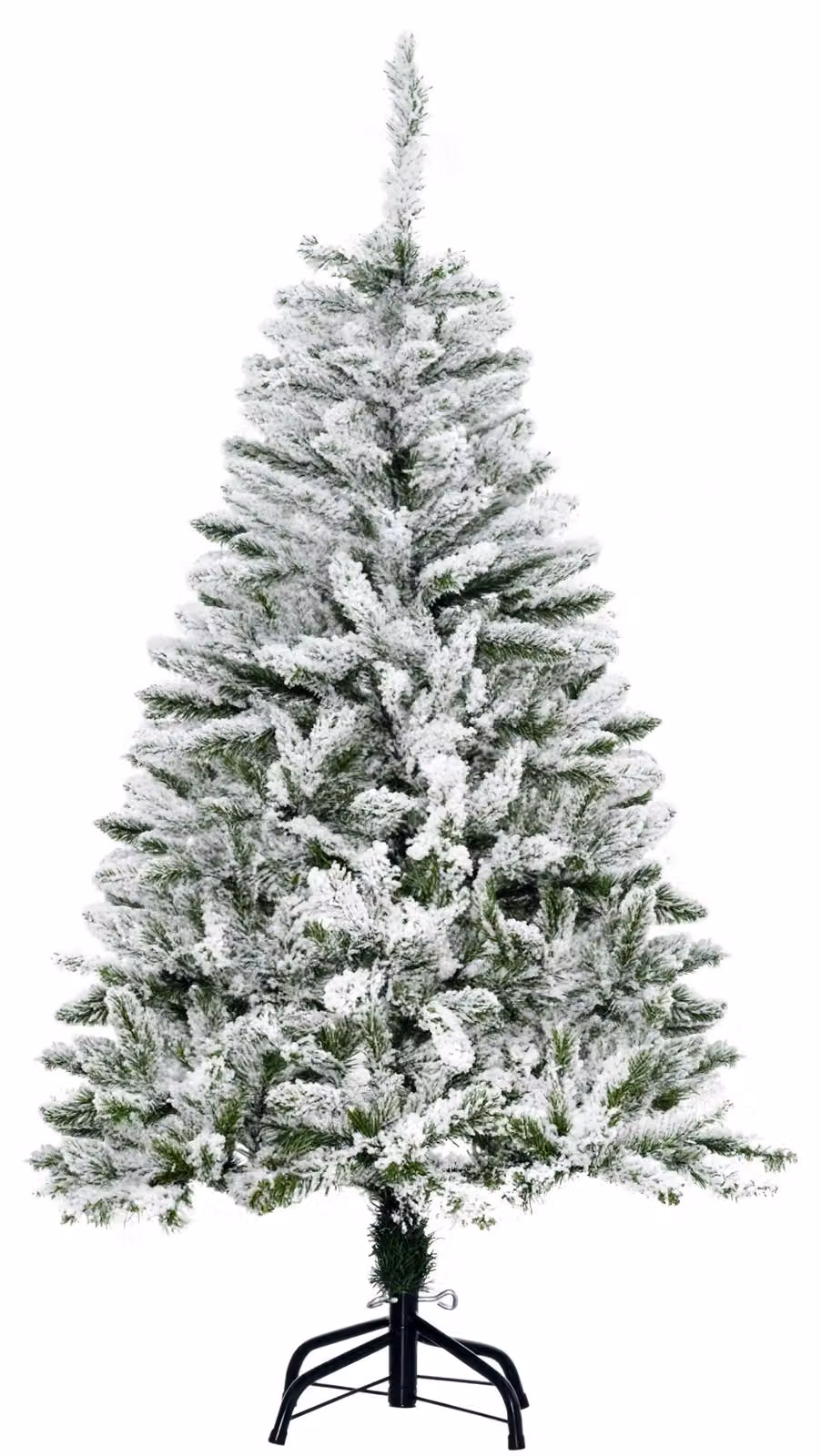 Albero di Natale artificiale, effetto neve, ignifugo, struttura a cerniera, verde/bianco