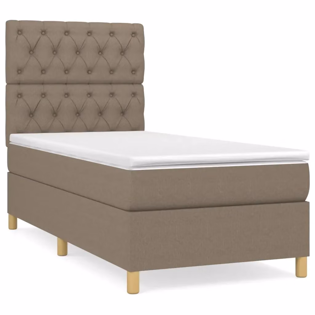 Letto Ibrido con Giroletto a Molle e Materasso vidaXL in Tessuto Beige e Bianco L/P/H: 200 x 80 x 31 cm – 2