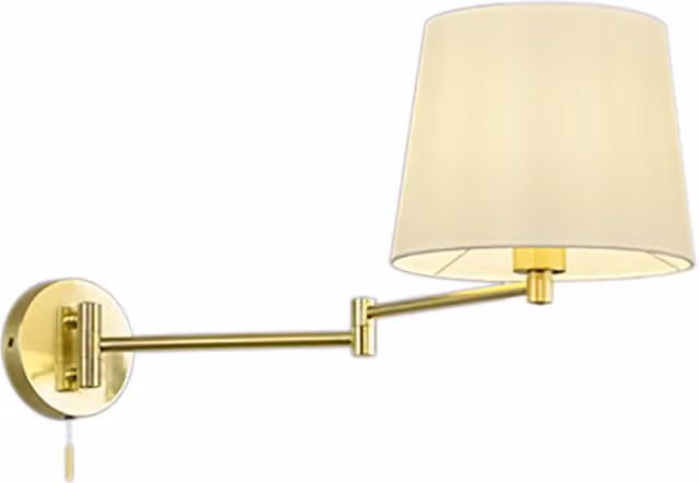 Applique a doppio snodo Lyon di Trio Lighting in metallo ottone e bianco, L 69 cm – 1