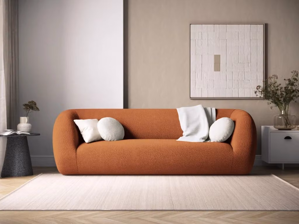 Divano 3 posti Essen di Cosmopolitan Design in bouclé marrone L: 230 cm, P: 86 cm, H: 58 cm – 2