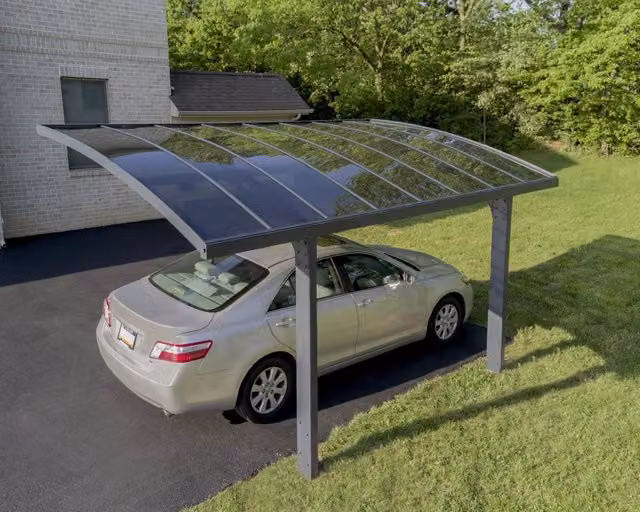 Carport Canopia Arizona Breeze in alluminio e policarbonato con grondaia, colore antracite, L 5 m x P 3 m – 1