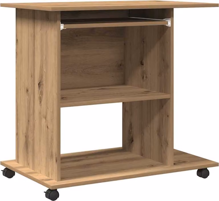 Scrivania Computer Rovere Artigianale Legno Multistrato