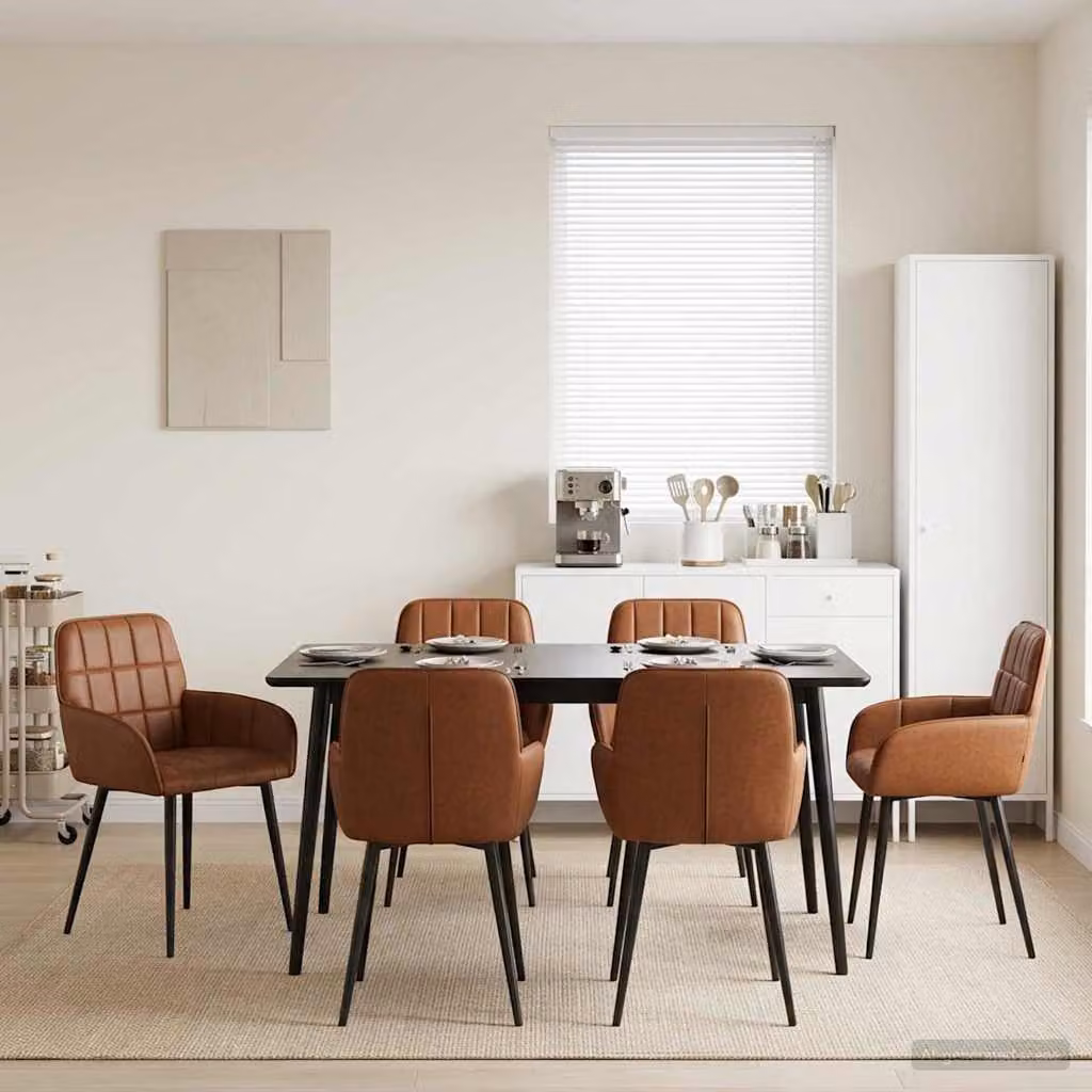 Set di 6 sedie da pranzo vidaXL in similpelle marrone, design moderno per cucina e sala da pranzo, L: 56.5 cm, P: 50 cm, H: 85 cm