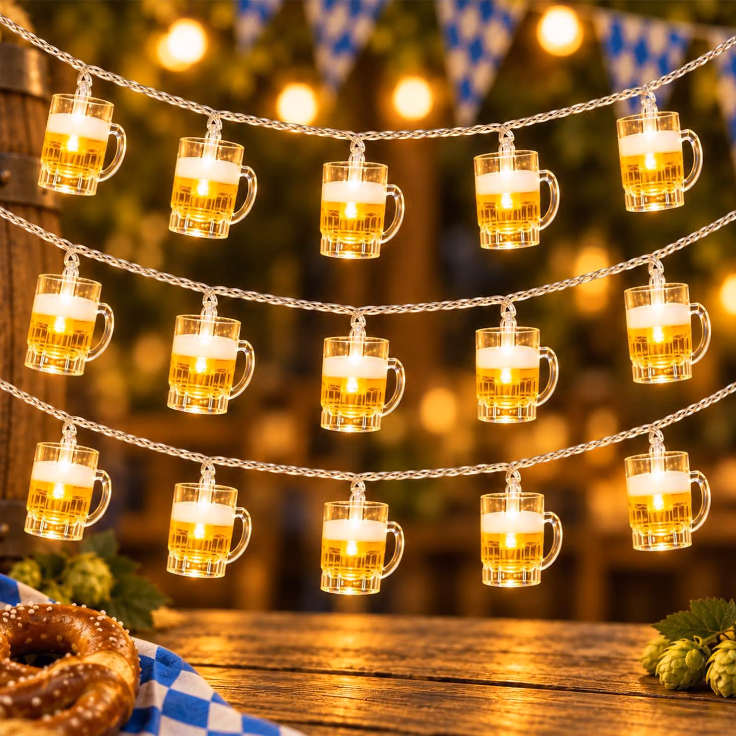 Catena luminosa, lunghezza 1,5 metri, 10 LED, decorazione per la festa della birra