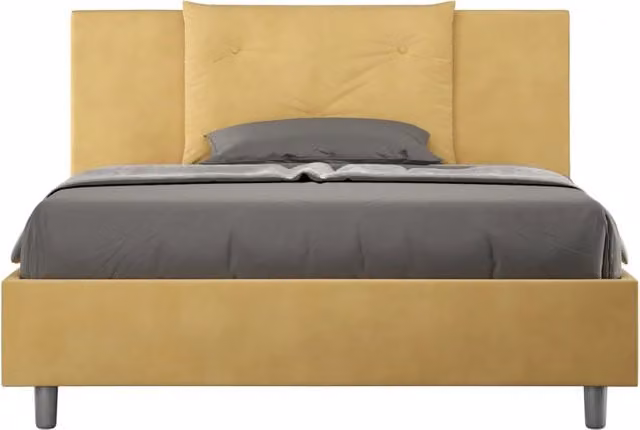 BS COM Letto una piazza e mezza senza rete imbottito 130x200 microfibra ocra