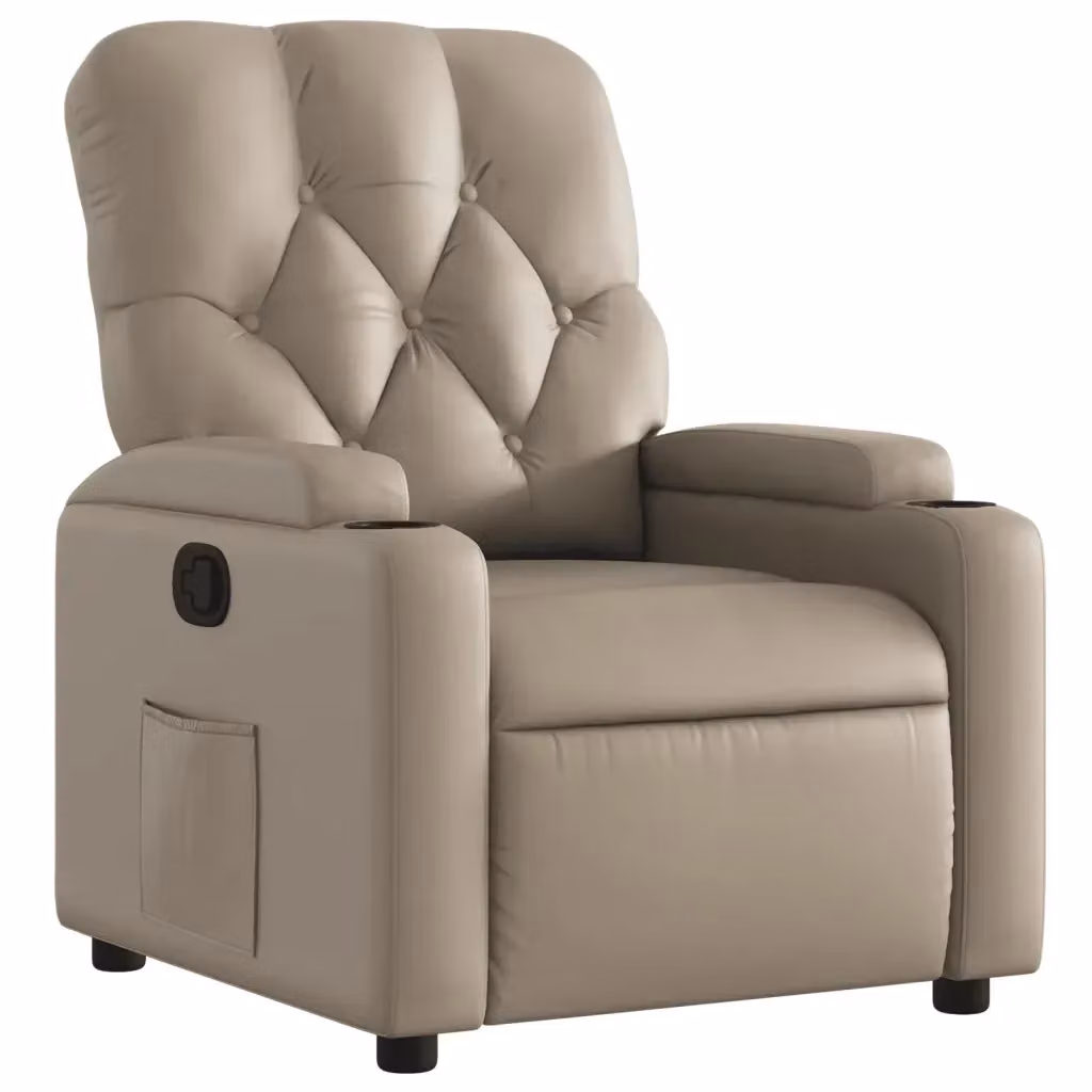 Poltrona Reclinabile Relax vidaXL in Similpelle Beige con Braccioli – 2