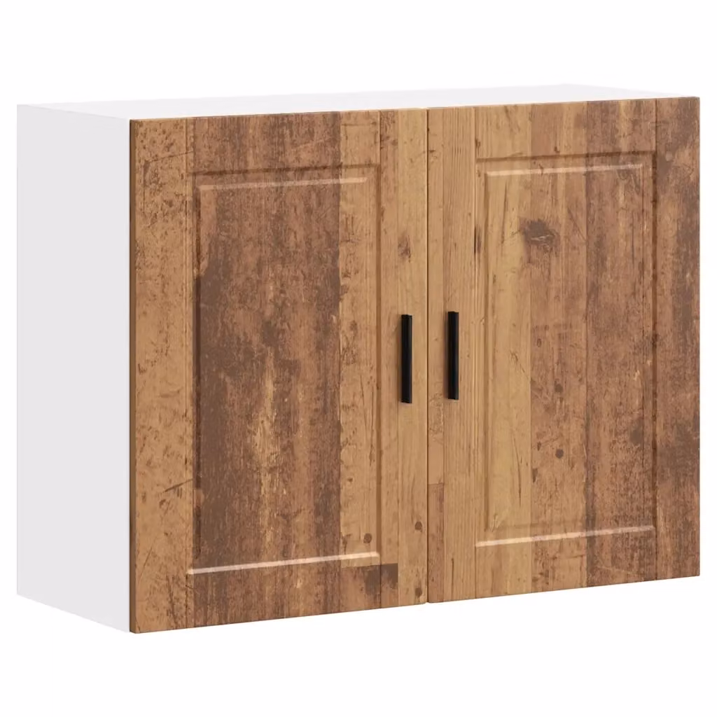 Pensile da cucina Design Mania in legno multistrato color marrone con ante a battente e ripiani interni, stile rustico, L: 80 cm, H: 60 cm, P: 31 cm – 2