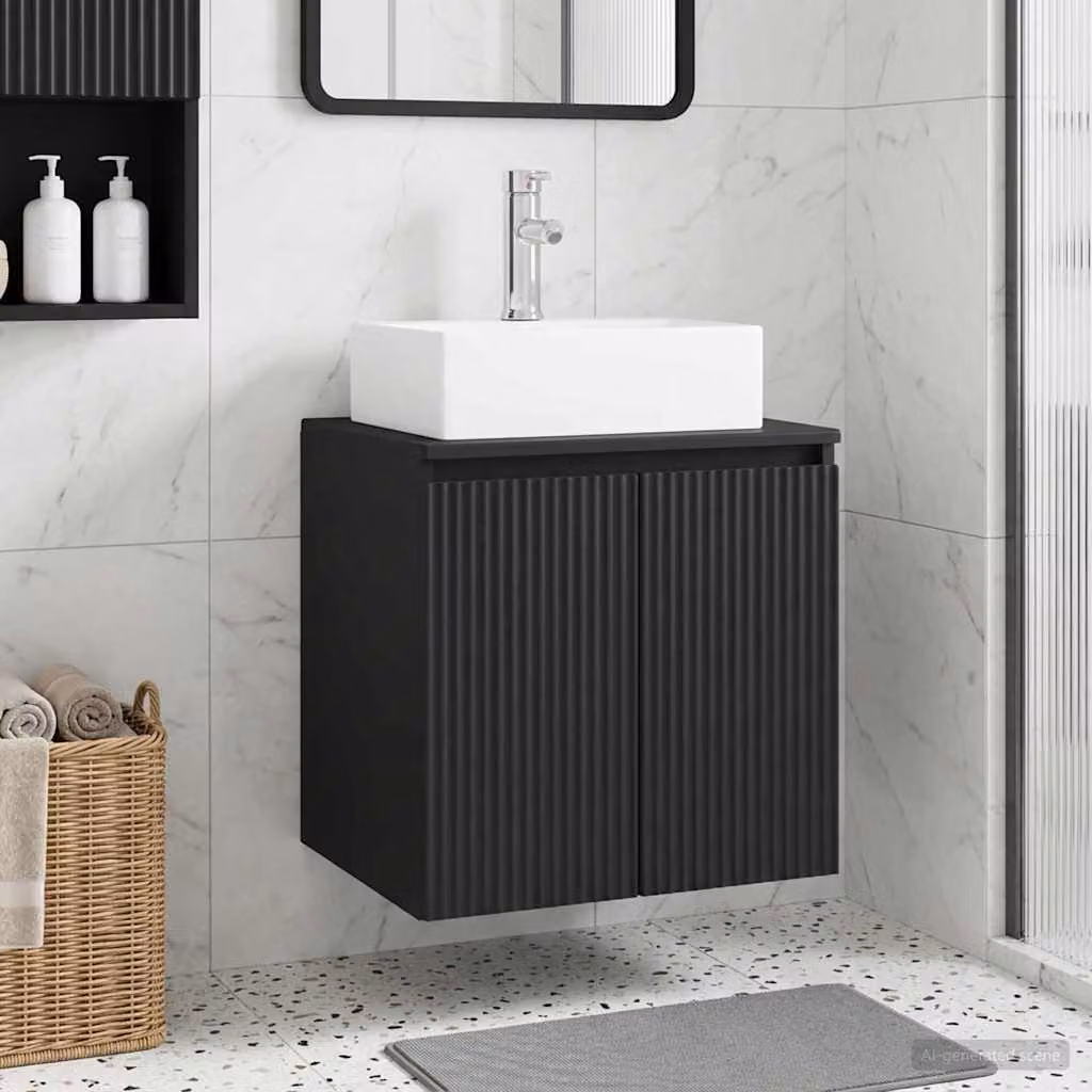 Lavabo da parete moderno vidaXL nero L: 49,5 cm, P: 41 cm, H: 62,5 cm