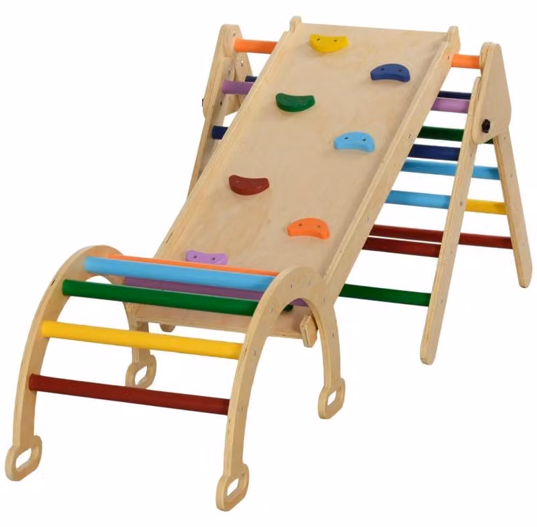 Set di attrezzatura da arrampicata Montessori 5-in-1 per bambini piccoli | Colore: Multicolore | Dimensioni: 64,5 x 178 x 63 cm