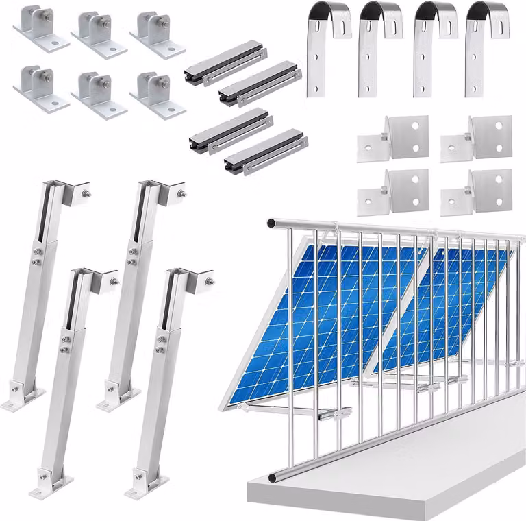 Staffa per pannello solare per 2 moduli solari Pannello solare PV Staffa regolabile per centrale elettrica da balcone Staffa per balcone Supporto per balcone Attacco per area di balcone