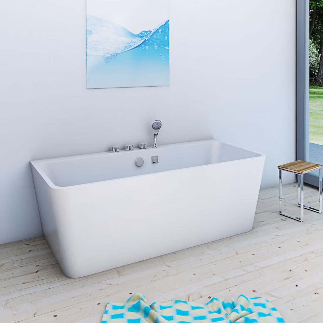 vasca da bagno freestanding Vasca da bagno in acrilico F05 170x80cm con rubinetto comfort