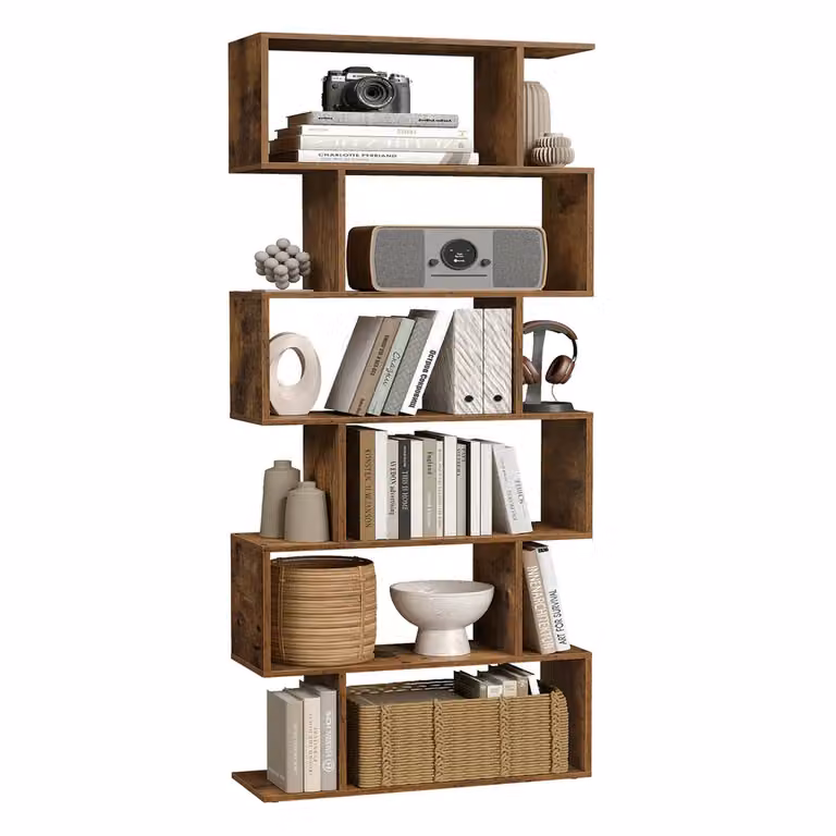 Scaffale con Ripiani Aperti in Legno, Marrone Vintage