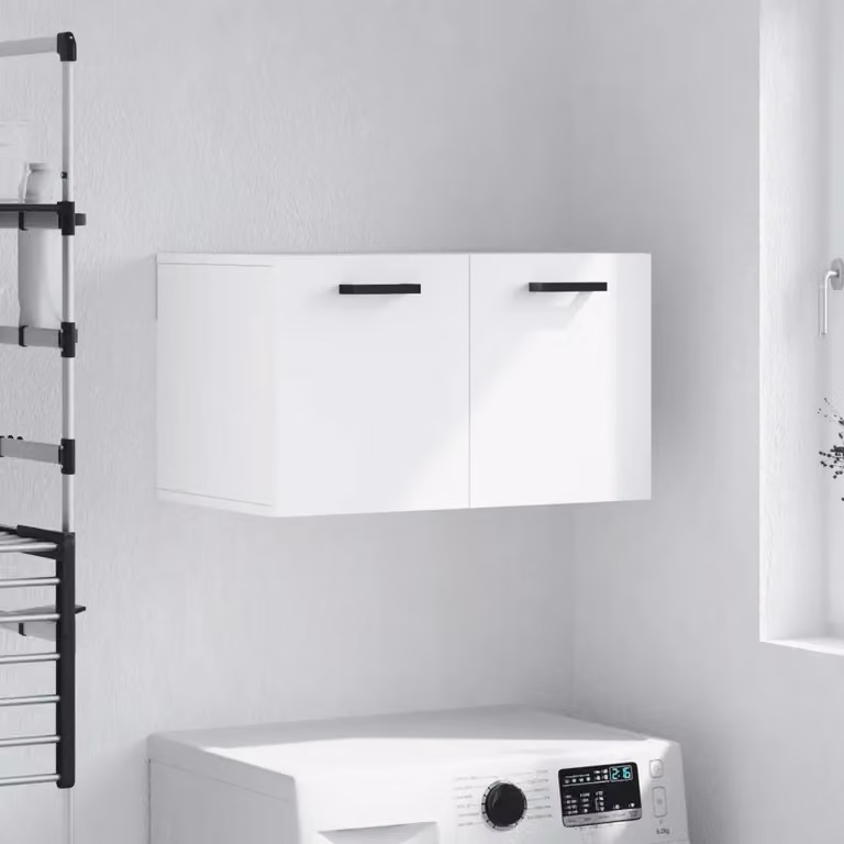 Mobiletto a muro vidaXL in legno MDF bianco con ante a battente e ripiani interni